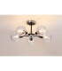 Plattsburgh Semi Ceiling 5 Light E14 IP44 15cm Round Textured Melting Glass Shade Satin Nickel Clear & Satin Black-3