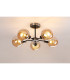 Plattsburgh Semi Ceiling 5 Light E14 IP44 15cm Round Segment Glass Shade Satin Nickel Amber Plated & Satin Black-3
