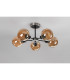 Plattsburgh Semi Ceiling 5 Light E14 IP44 15cm Round Segment Glass Shade Satin Nickel Amber Plated & Satin Black-8