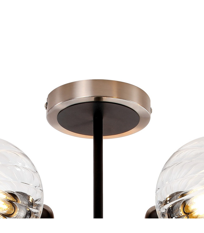 Plattsburgh Semi Ceiling 5 Light E14 IP44 15cm Round Segment Glass Shade Satin Nickel Clear & Satin Black-5