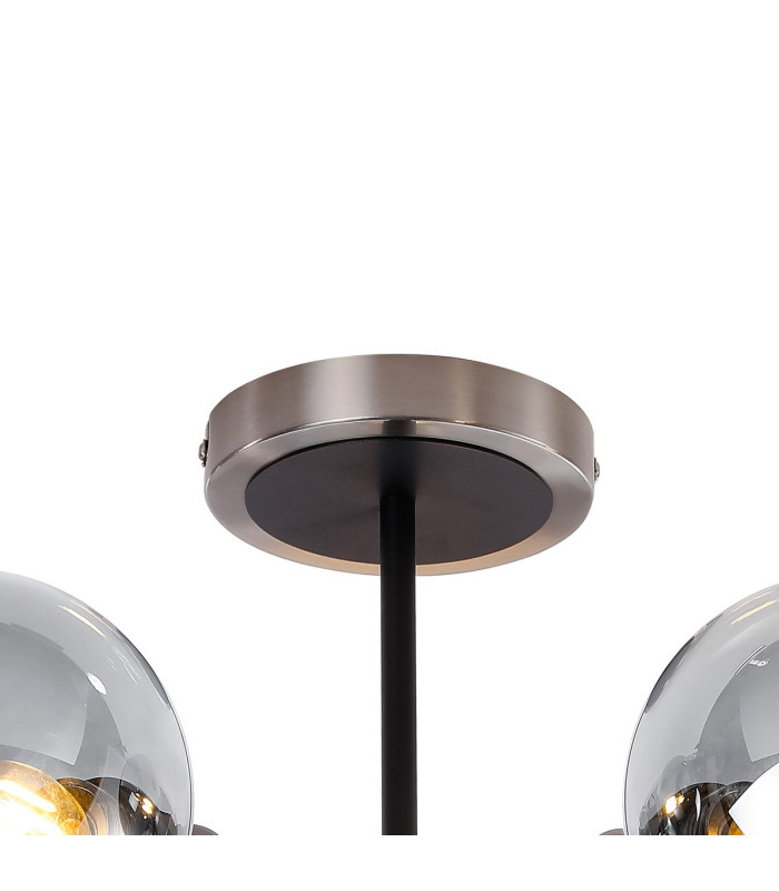 Plattsburgh Semi Ceiling 5 Light E14 IP44 15cm Round Glass Shade Satin Nickel Smoke Plated & Satin Black-5
