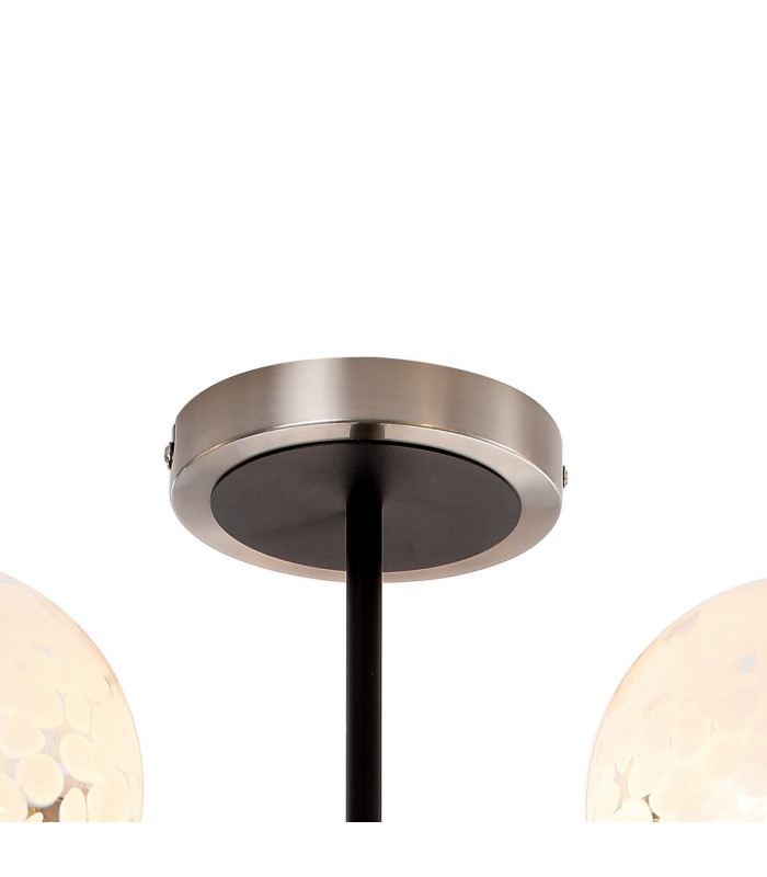 Plattsburgh Semi Ceiling 5 Light E14 IP44 15cm Round Speckled Glass Shade Satin Nickel White & Satin Black-5