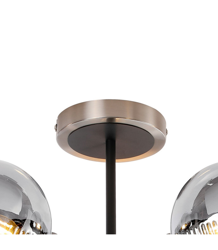 Plattsburgh Semi Ceiling 5x E14 IP44 15cm Textured Smooth/Ribbed Glass Shade Satin Nickel Smoke Plated & Satin Black-5