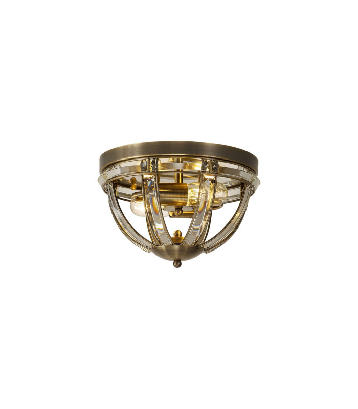 Vestal 31cm Round Flush 2 Light E27 Antique Brass-1