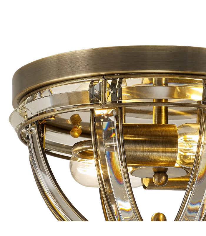 Vestal 31cm Round Flush 2 Light E27 Antique Brass-5