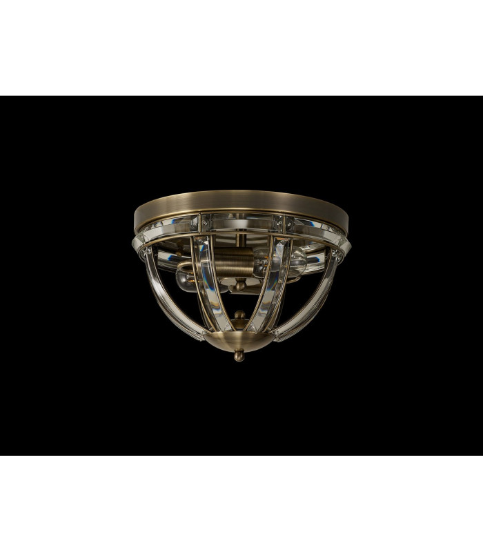 Vestal 31cm Round Flush 2 Light E27 Antique Brass-7