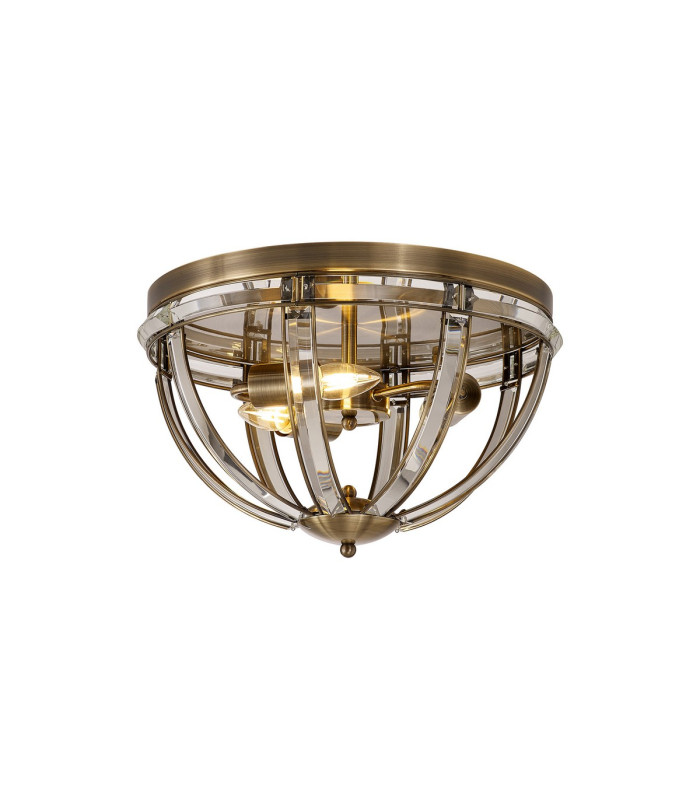Vestal 41.5cm Round Flush 3 Light E27 Antique Brass-1