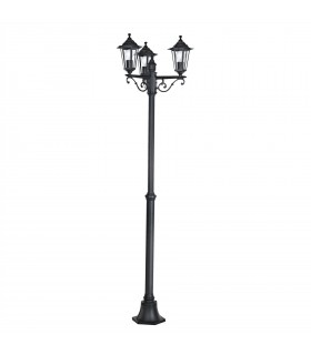 3 Light Outdoor Lamp Post Black IP44, E27 - 1