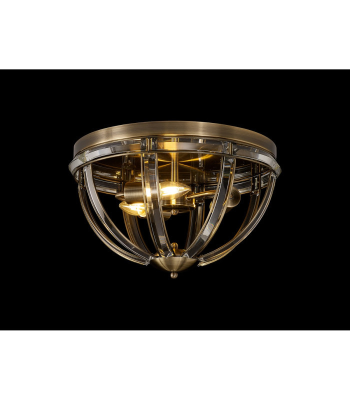 Vestal 41.5cm Round Flush 3 Light E27 Antique Brass-3