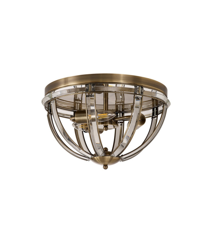 Vestal 41.5cm Round Flush 3 Light E27 Antique Brass-4