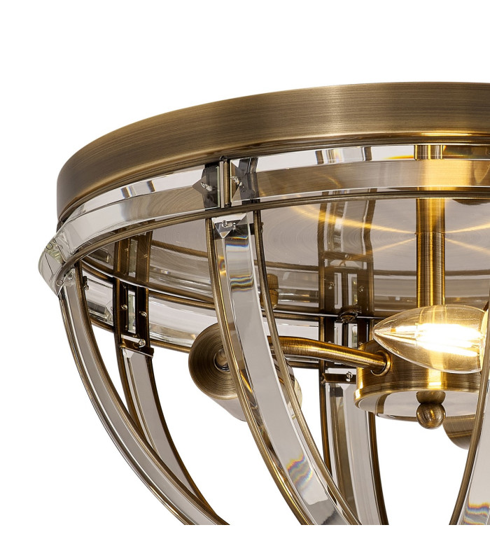 Vestal 41.5cm Round Flush 3 Light E27 Antique Brass-5