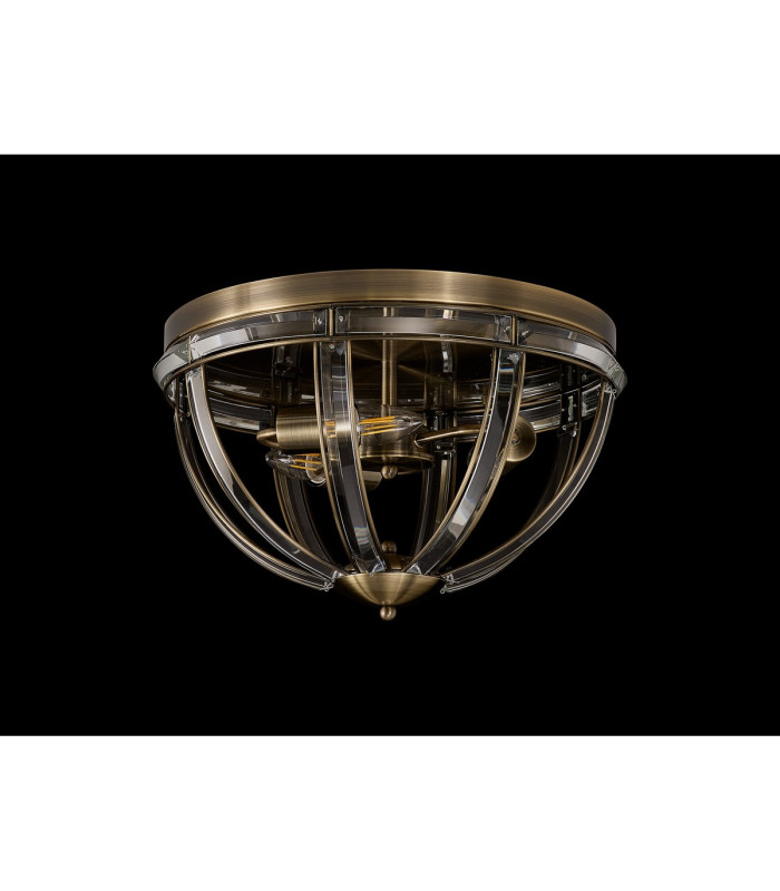 Vestal 41.5cm Round Flush 3 Light E27 Antique Brass-7