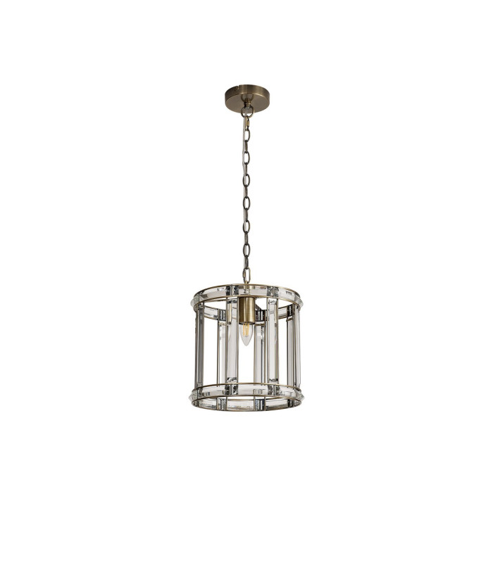 Vestal 28cm Round Drum Pendant/Semi Ceiling 1 Light E27 Antique Brass-3