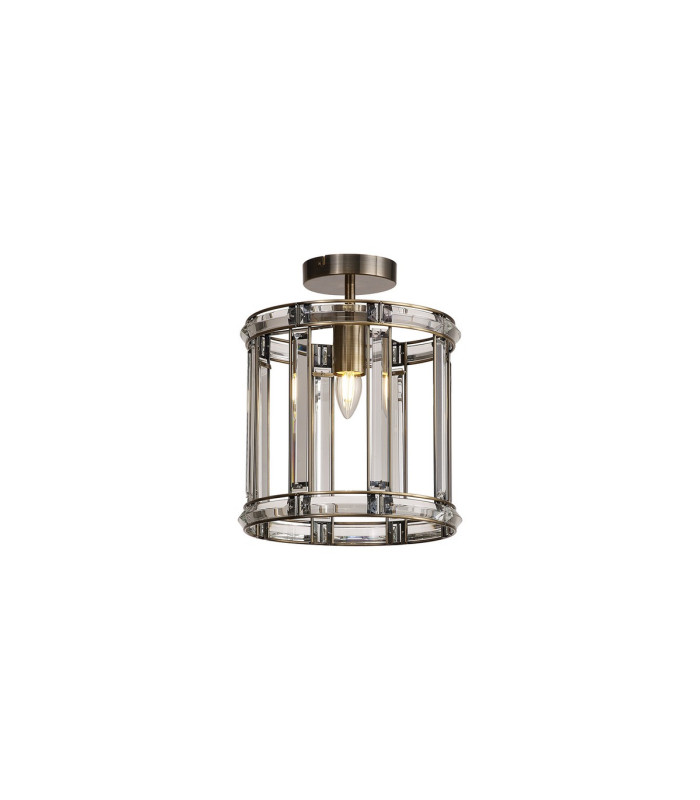 Vestal 28cm Round Drum Pendant/Semi Ceiling 1 Light E27 Antique Brass-4