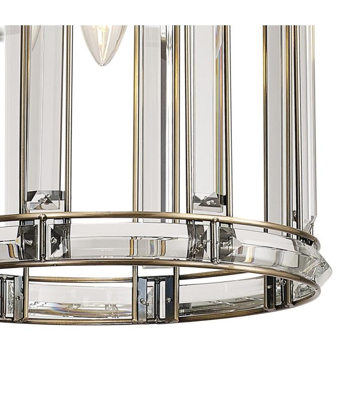 Vestal 28cm Round Drum Pendant/Semi Ceiling 1 Light E27 Antique Brass-5