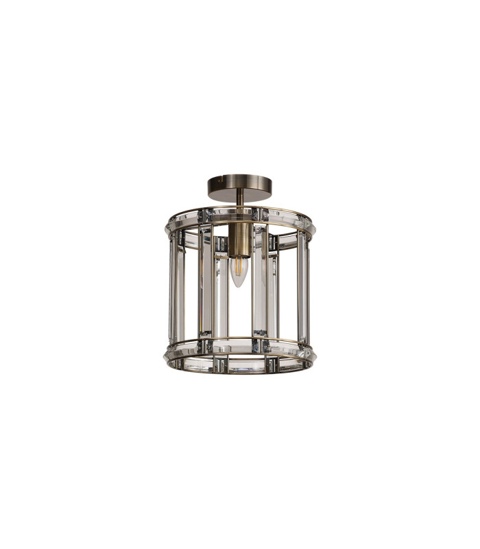 Vestal 28cm Round Drum Pendant/Semi Ceiling 1 Light E27 Antique Brass-8