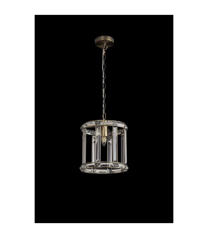 Vestal 28cm Round Drum Pendant/Semi Ceiling 1 Light E27 Antique Brass-9