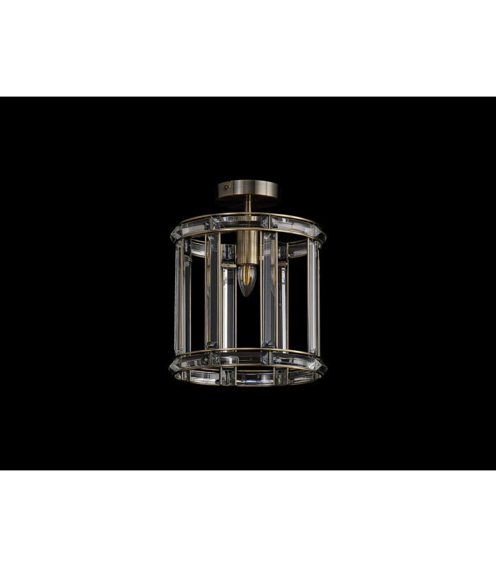 Vestal 28cm Round Drum Pendant/Semi Ceiling 1 Light E27 Antique Brass-11