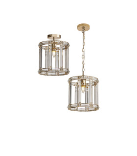 Vestal 28cm Round Drum Pendant/Semi Ceiling 1 Light E27 French Gold-1