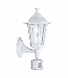 1 Light Outdoor Wall Lantern with PIR sensor White IP44, E27 - 1