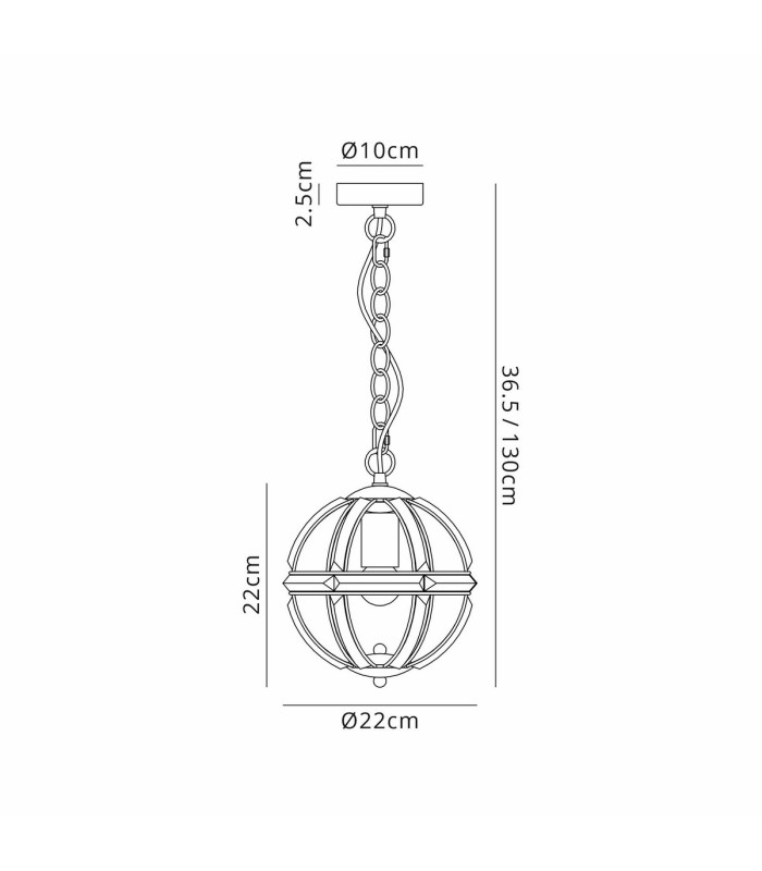 Vestal 22cm Extra Small Round Pendant 1 Light E27 French Gold-2