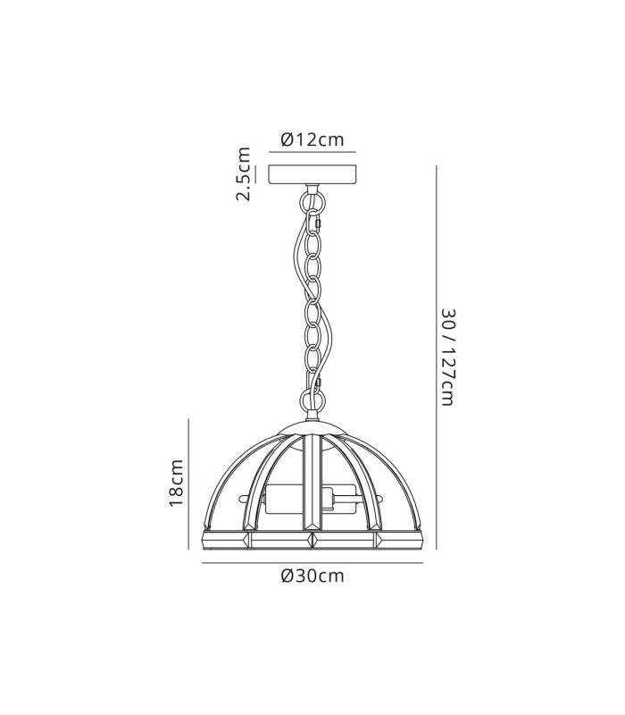 Vestal 30cm Small Dome Pendant 2 Light E27 Antique Brass-2