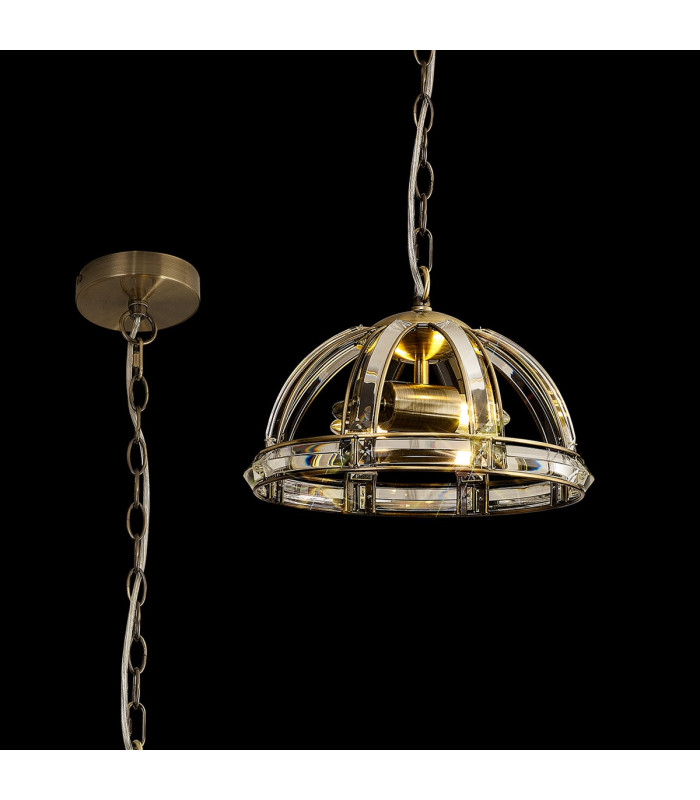 Vestal 30cm Small Dome Pendant 2 Light E27 Antique Brass-3