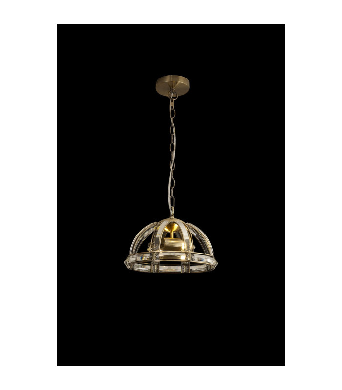 Vestal 30cm Small Dome Pendant 2 Light E27 Antique Brass-9