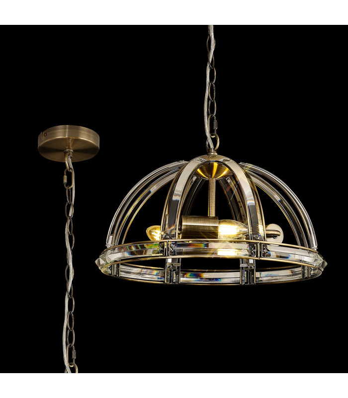 Vestal 40cm Medium Dome Pendant 3 Light E27 Antique Brass-3