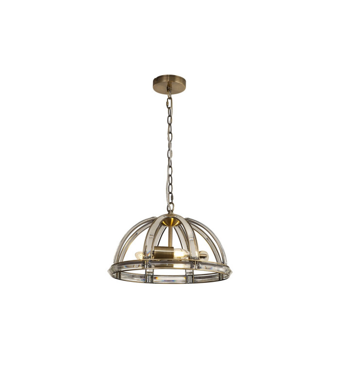 Vestal 40cm Medium Dome Pendant 3 Light E27 Antique Brass-4