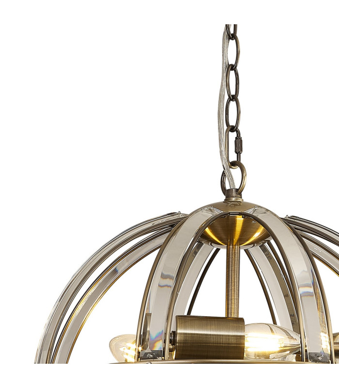Vestal 40cm Medium Dome Pendant 3 Light E27 Antique Brass-7