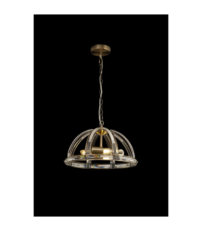 Vestal 40cm Medium Dome Pendant 3 Light E27 Antique Brass-9