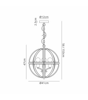 Vestal 41cm Medium Round Pendant 3 Light E27 French Gold-2