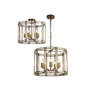 Vestal 48cm Round Drum Pendant/Semi Ceiling 5 Light E27 Antique Brass-1