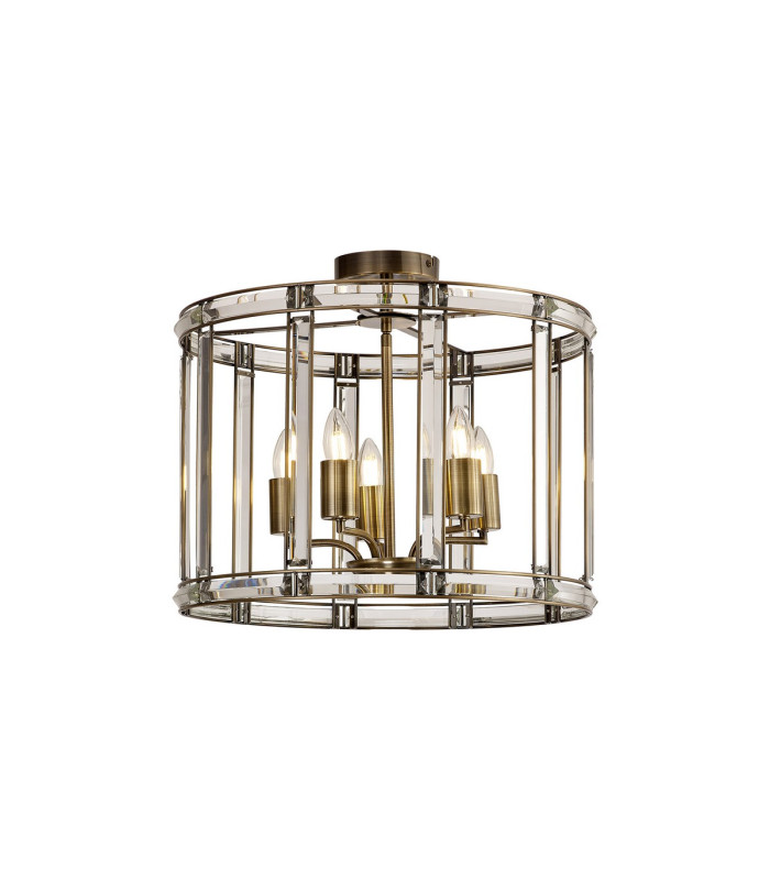 Vestal 48cm Round Drum Pendant/Semi Ceiling 5 Light E27 Antique Brass-5
