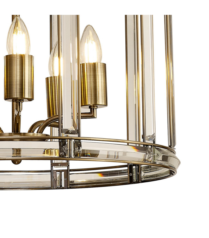 Vestal 48cm Round Drum Pendant/Semi Ceiling 5 Light E27 Antique Brass-6