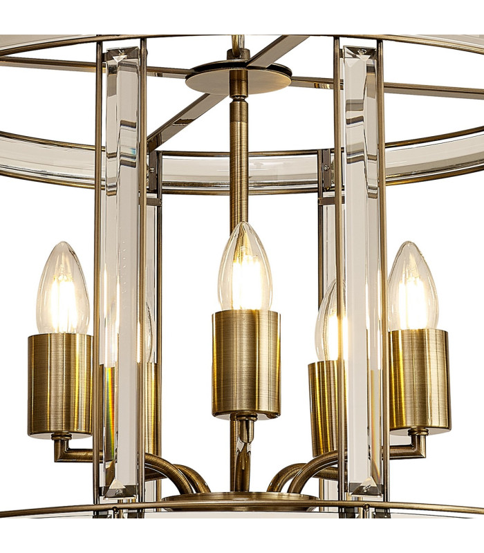 Vestal 48cm Round Drum Pendant/Semi Ceiling 5 Light E27 Antique Brass-9