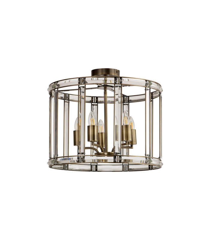 Vestal 48cm Round Drum Pendant/Semi Ceiling 5 Light E27 Antique Brass-10