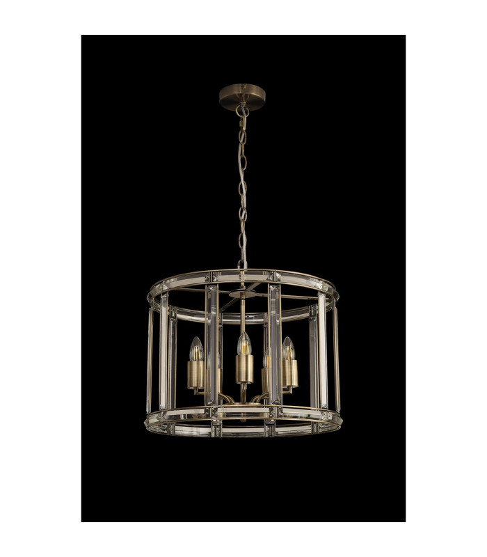 Vestal 48cm Round Drum Pendant/Semi Ceiling 5 Light E27 Antique Brass-11