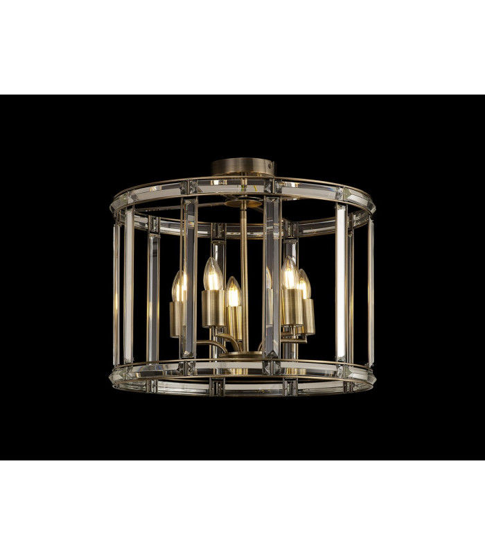 Vestal 48cm Round Drum Pendant/Semi Ceiling 5 Light E27 Antique Brass-12