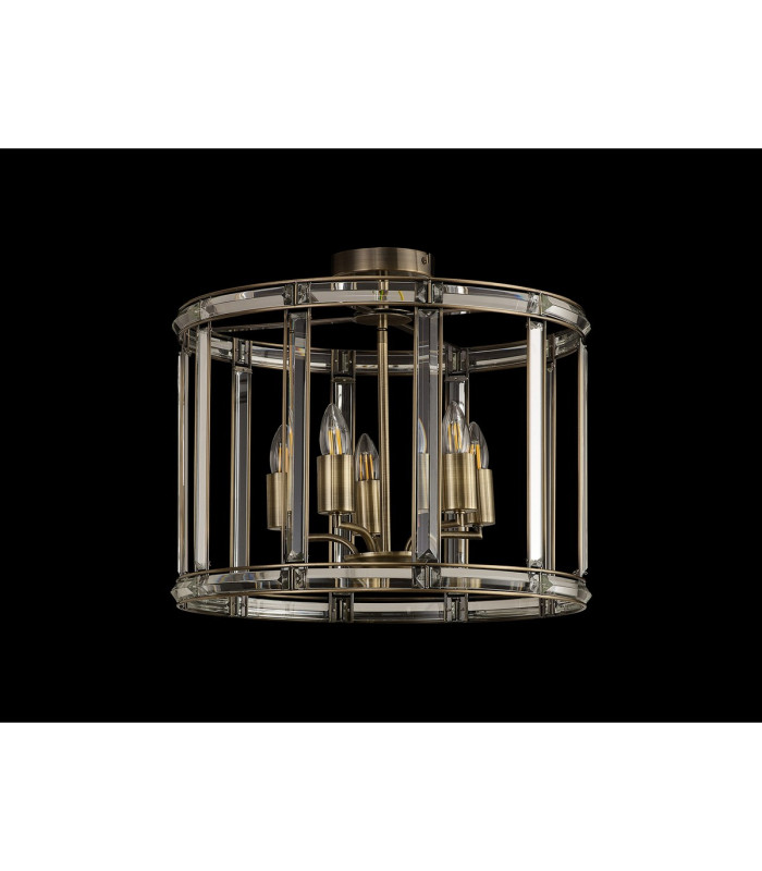 Vestal 48cm Round Drum Pendant/Semi Ceiling 5 Light E27 Antique Brass-13