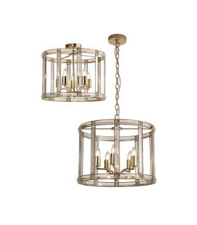 Vestal 48cm Round Drum Pendant/Semi Ceiling 5 Light E27 French Gold-1