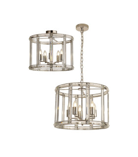 Vestal 48cm Round Drum Pendant/Semi Ceiling 5 Light E27 Polished Nickel-1