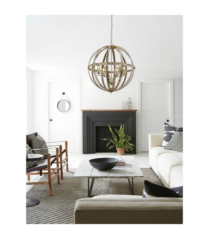 Vestal 62cm Large Round Pendant 6 Light E27 French Gold-4