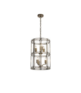 Vestal 38cm Small Round Column Pendant 6 Light E27 Antique Brass-1