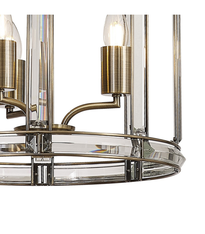 Vestal 38cm Small Round Column Pendant 6 Light E27 Antique Brass-8