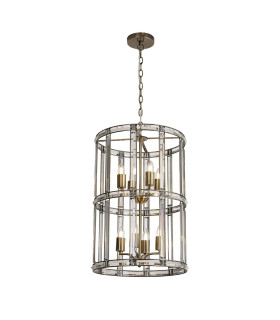 Vestal 45cm Medium Round Column Pendant 8 Light E27 Antique Brass-1