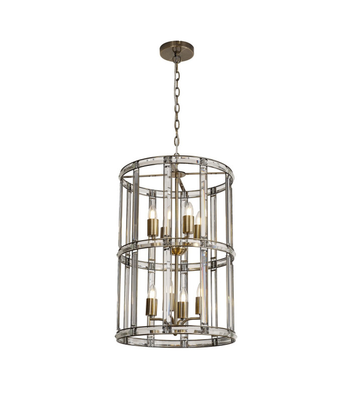 Vestal 45cm Medium Round Column Pendant 8 Light E27 Antique Brass-1
