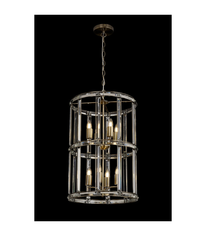Vestal 45cm Medium Round Column Pendant 8 Light E27 Antique Brass-3