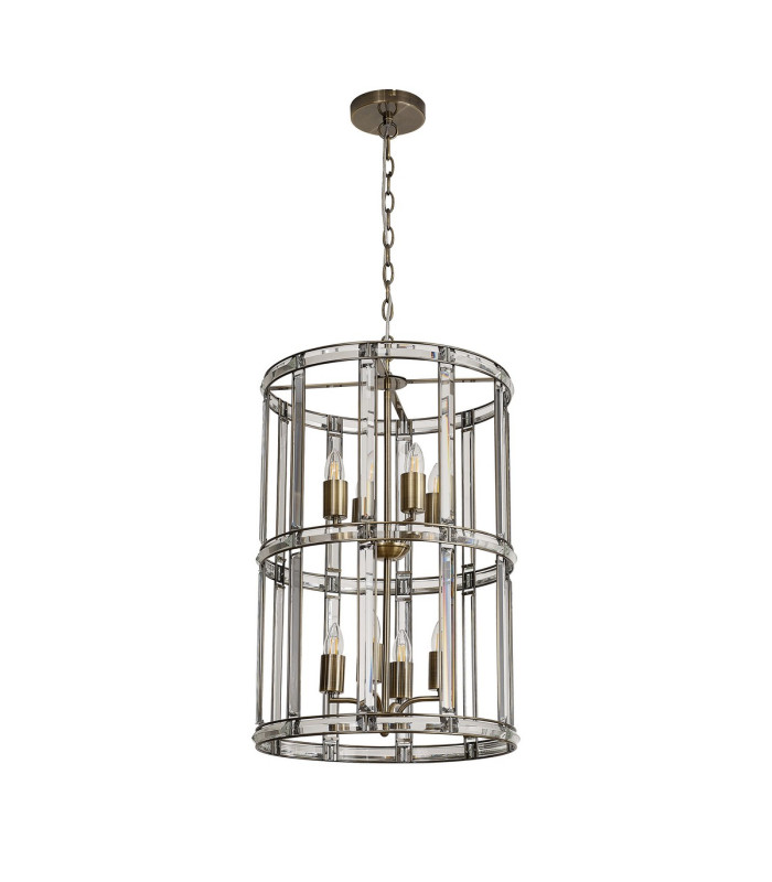 Vestal 45cm Medium Round Column Pendant 8 Light E27 Antique Brass-4